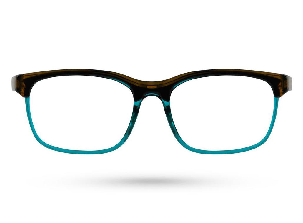 A spectacles frame in blue brown color